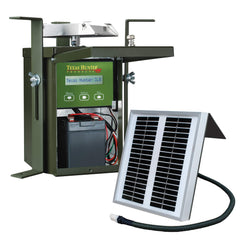 Texas Hunter TH70 feeder front view shows rugged steel construction for outdoor reliability.