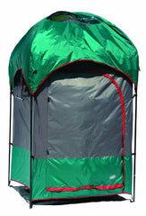 Texsport portable camping shower shelter inside-mesh-rack keeps toiletries organized on the go.
