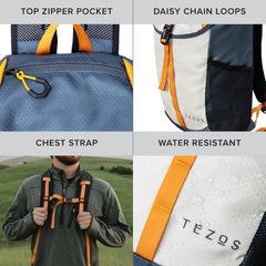 Tezos Juniper Daypack top closure, easy access and secure storage.