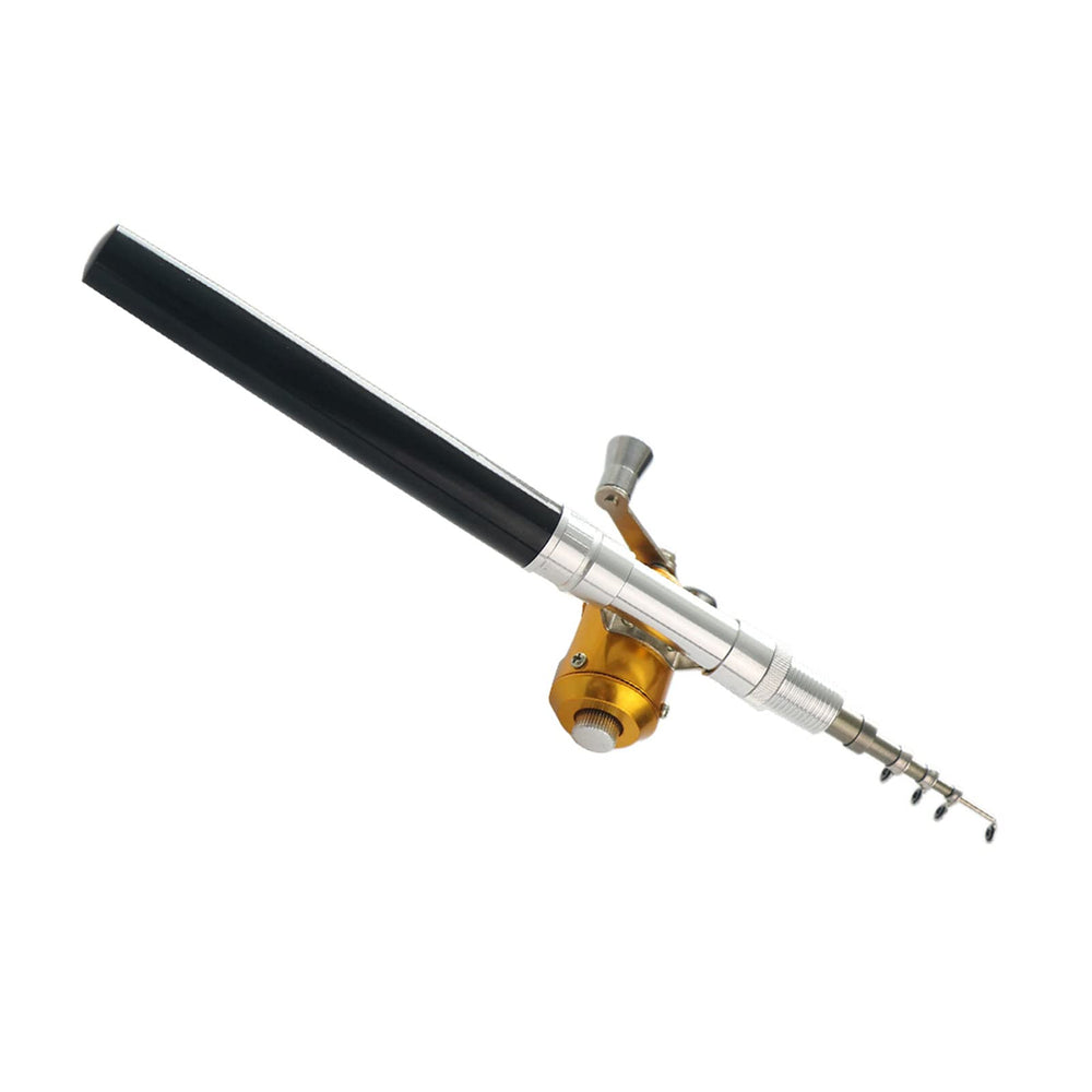 Tgoon pen fishing rod and baitcaster reel in black, compact folded design