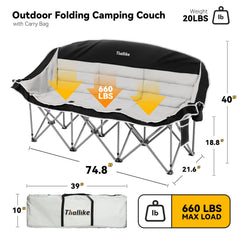Thallike Double Camping Chair side pocket highlights organized storage for devices on trips.