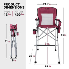 Thallike foldable directors chair side view showcases tall height for easy entry.