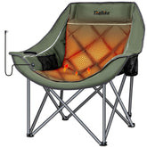Thallike heated chair front view showing roomy oversized seating for cold-weather outdoors