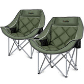 Thallike oversized camping chair in green with padded seat for all-day comfort.