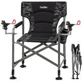Thallike padded folding chair front view emphasizes sturdy frame for all-day comfort.
