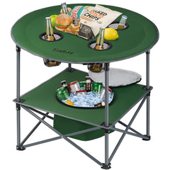 Thallike portable folding table assembled for outdoor setup, ideal for picnics and parties.