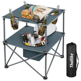 Thallike portable picnic table with cooler and four cup holders for outdoor drinks