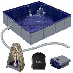 Thallike portable shower pan 41x41-10 provides a durable outdoor base for camping showers.