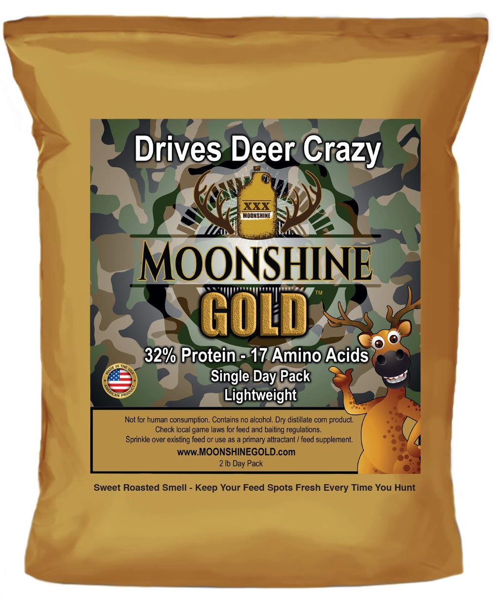 The Andersons Moonshine Gold Deer Attractant 3-pack 2lb bags boosts scent at hunting plots.