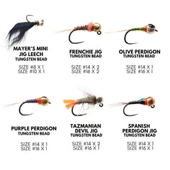 The Fly Crate euro-nymphing pattern assortment ready for indicator or tight-line fishing.