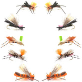 The Fly Fishing Place Orange Godzilla Hopper on the water surface, ideal for trout exposure
