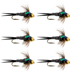 The Fly Fishing Place bead head Zebra Copper John Nymph set for deep-water trout fishing.