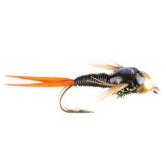 The Fly Fishing Place copper John nymph closeup shows slim profile for fast sinking.