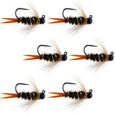 Black tungsten bead Prince Jig Czech Nymph fly set of 6 size 10 - image 1