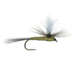 The Fly Fishing Place blue-winged olive BWO pattern on dry fly showcases lifelike body and hackle