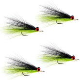 The Fly Fishing Place Clouser's Deep Minnow in black chartreuse, hook-4 for freshwater species.