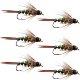 The Fly Fishing Place Flashback bead head Prince Nymph flies for deep-water trout presentation.