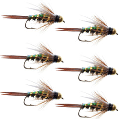 The Fly Fishing Place Flashback bead head Prince Nymph flies for deep-water trout presentation.