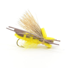 Guerilla Hopper yellow stonefly adult dry fly attracting trout.
