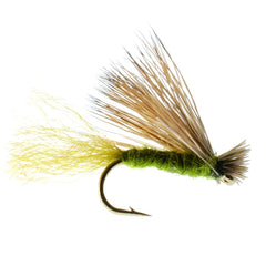 Olive X Caddis dry fly from The Fly Fishing Place, effective on slick water and spring creeks.