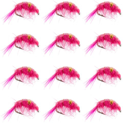 The Fly Fishing Place pink beaded shrimp scud closeup shows weighted head for depth