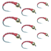 The Fly Fishing Place red zebra midge assortment with silver bead head for deep-water trout