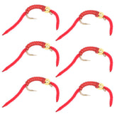 The Fly Fishing Place trout nymph fly with San Juan worm power bead, ideal for deeper water.