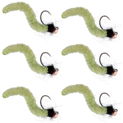 The Fly Fishing Place tungsten bead chartreuse Wormy Mop Fly for deep nymphing in fast water.