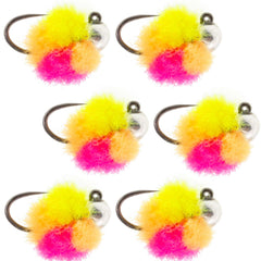The Fly Fishing Place tungsten bead euro jig clown glow egg pattern attracts trout