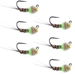 The Fly Fishing Place tungsten bead hot spot pheasant-tail jig chartreuse for deep-water presentation