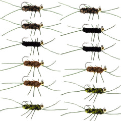 The Fly Fishing Place tungsten bead jigged Pats Rubber Legs Nymph assortment for trout