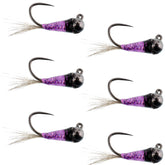 The Fly Fishing Place tungsten bead purple perdigon jig sinking quickly for Euro nymphing