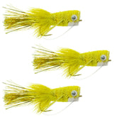 The Fly Fishing Place yellow deer hair bass bug popper close-up for bass and panfish