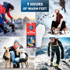 The Heat Company insole foot warmers with perforated side up for better heat distribution.