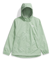 The North Face Antora packable-stowage image in Misty Sage showcases travel-friendly waterproof jacket.