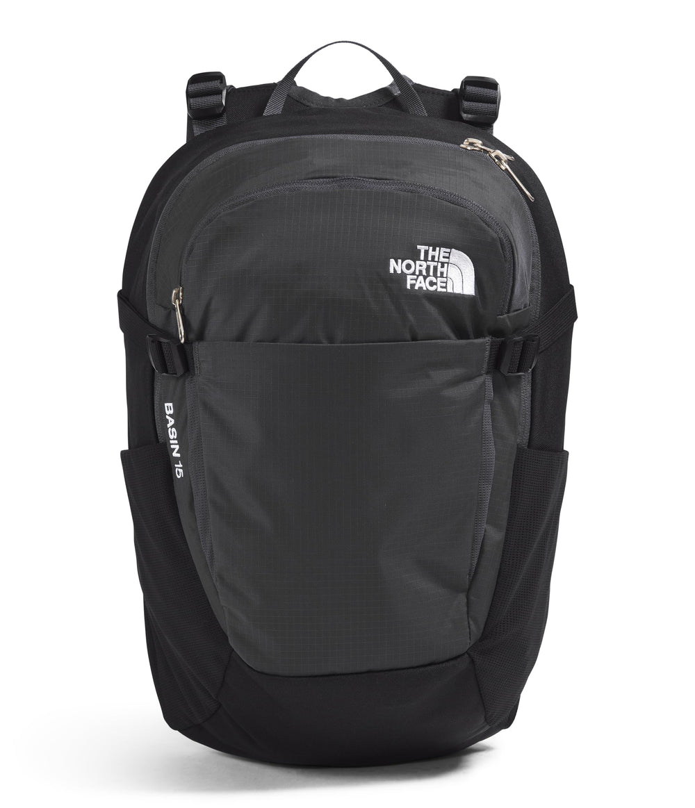 The North Face Basin 15L front view, compact daily pack for town or trail.