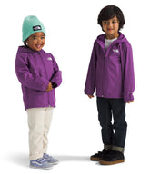 The North Face Kids' Zipline Rain Jacket front view showing overall fit and color in grape