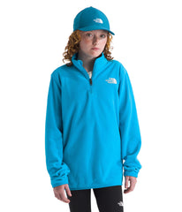 The North Face Teen Glacier Quarter-Zip Pullover Meridian Blue color close-up