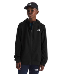The North Face Teen TNF Performance Fleece chest-pocket detail highlights secure storage