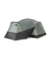 The North Face Wawona 8 exterior in agave green offers a spacious family camping shelter.