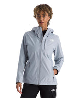 The North Face Women's Alta Vista Rain Jacket hood detail with adjustable cinch-cord delivers secure coverage.