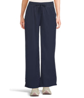 The North Face Aphrodite Arise wide-leg pant Summit Navy on model showing relaxed drape.