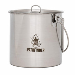 The Pathfinder School 64oz bush pot side view shows rugged durability for camp cooking.