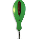 The Reliable Spoon 8-inch Bunker Spoon lime green for deep-water trolling and secure hookups.