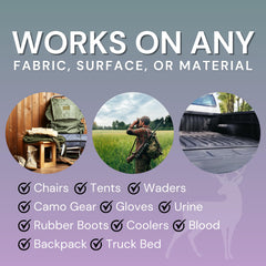 The Stink Solution Odorless Outdoorsman spray-on-gear for fresh camping and hunting equipment.