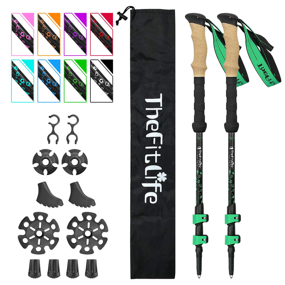 TheFitLife carbon fiber trekking poles collapsed for easy packing.