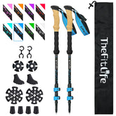 TheFitLife carbon fiber trekking poles folded for compact carry on trails.