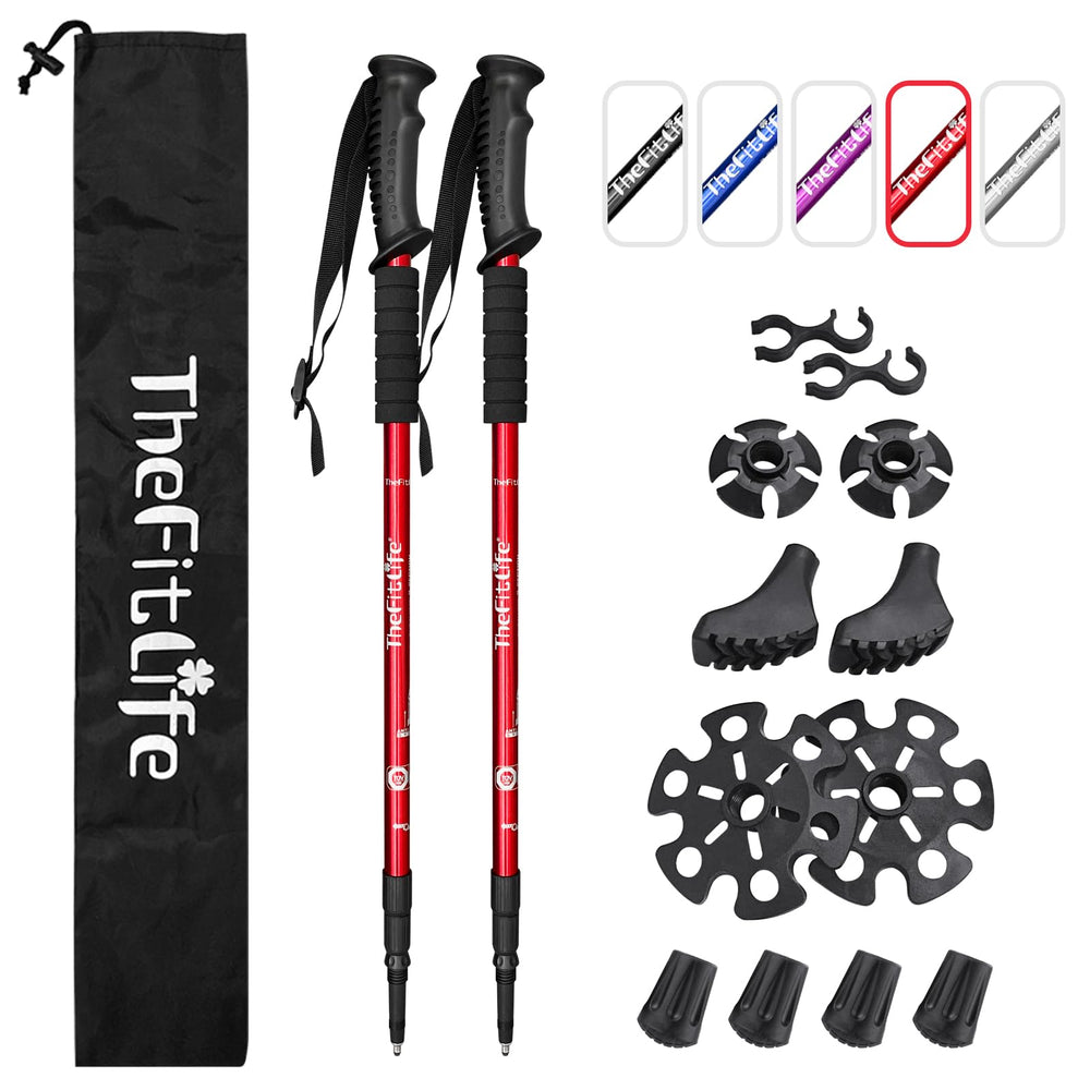 TheFitLife Nordic walking poles extended to full length for stability on rugged trails.