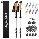 TheFitLife Trekking Poles cork grip close-up showing sweat-absorbing comfort.