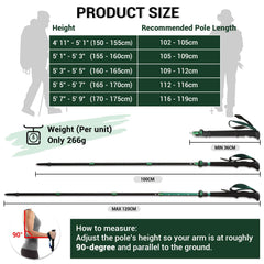TheFitLife trekking poles ergonomic EVA handle provides sweat absorption and comfort